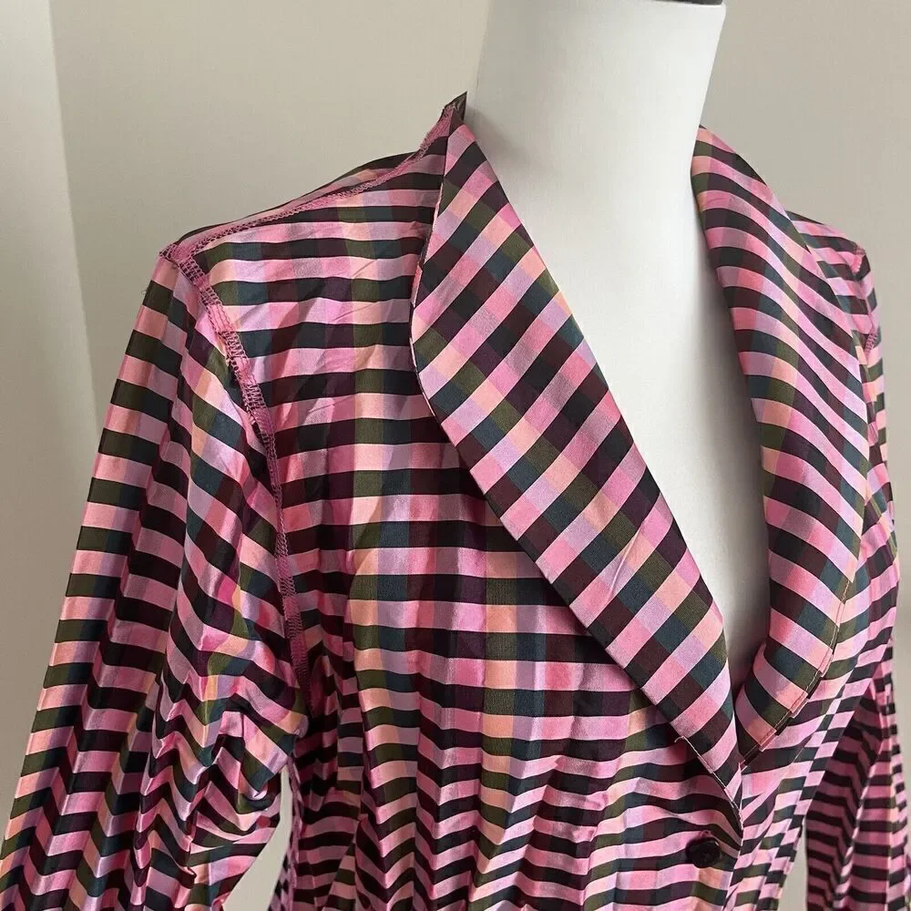 BELUVA San Francisco Crinkle Plaid Blouse S Pink shirt